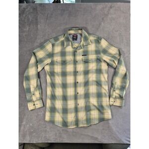 Wrangler Plaid Shirt Mens L Vented Button Up Roll Tab Sleeves Regular Fit Medium